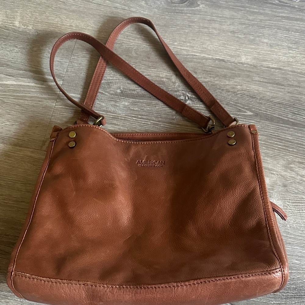 American Heritage Cognac Leather Shoulder Bag